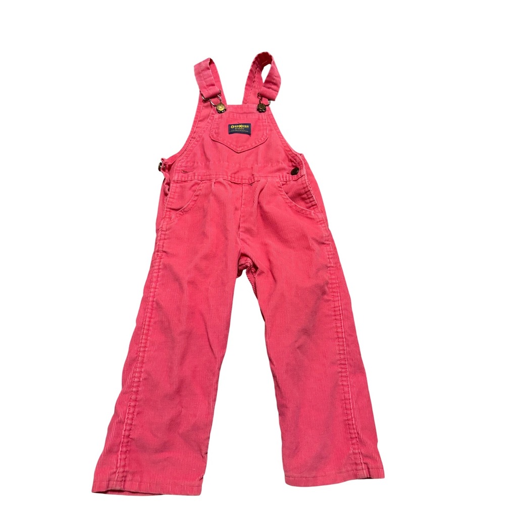 Vintage OshKosh Bgosh Pink Corduroy Vestbak Overalls Made in USA Kids 3T